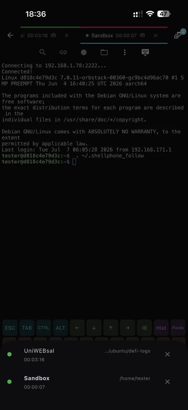 ShellPhone full terminal on a phone